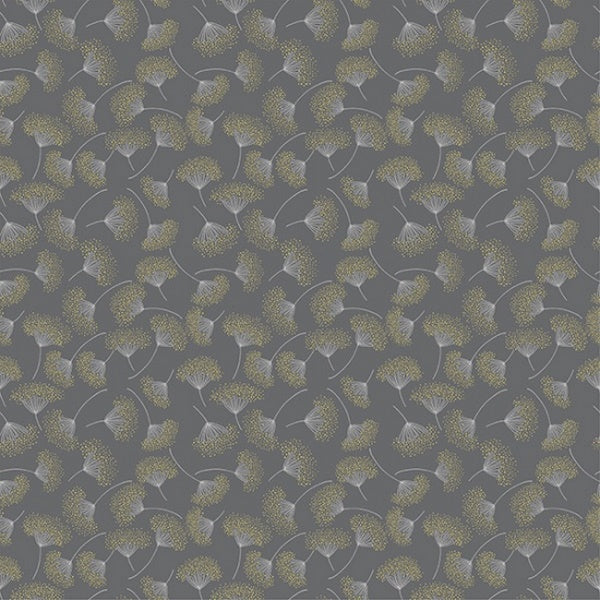 Hoffman Fabrics Sparkle and Fade Dandelion Cotton Fabric Q4467-55M-Charcoal-Metallic