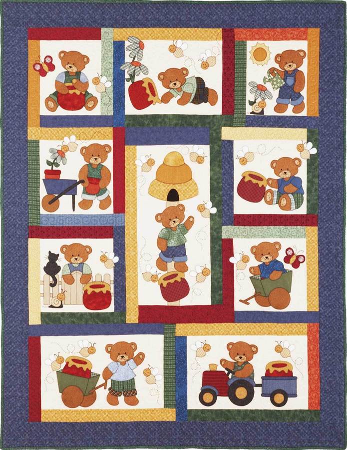 Kids Quilts Honey Bears Boy Teddy Bear Applique Quilt Pattern