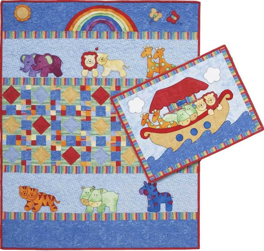 Kids Quilts Little Noah Ark Animal Applique Quilt Pattern Options