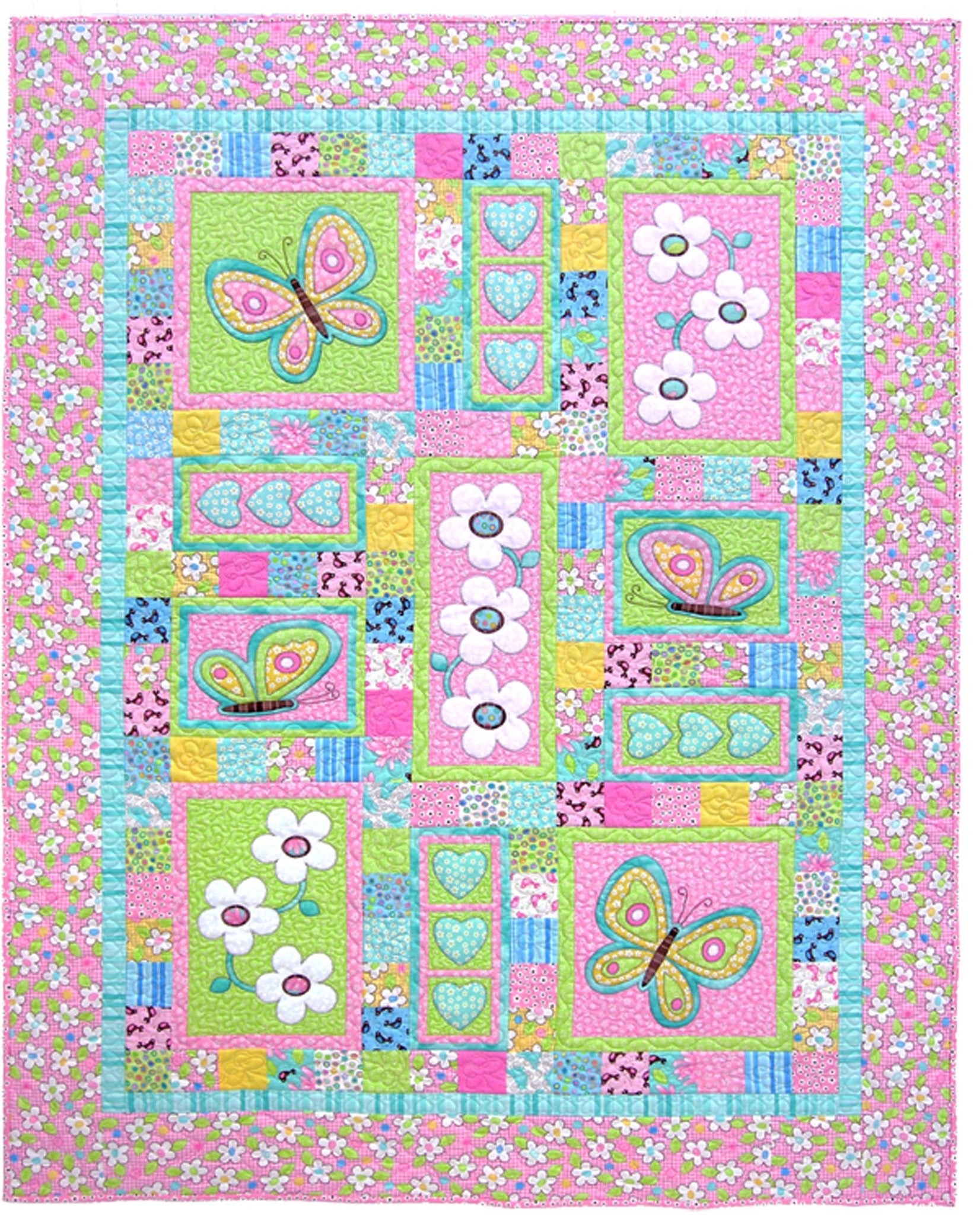 Kids Quilts Oops a Daisy Butterfly Flower Applique Quilt Pattern