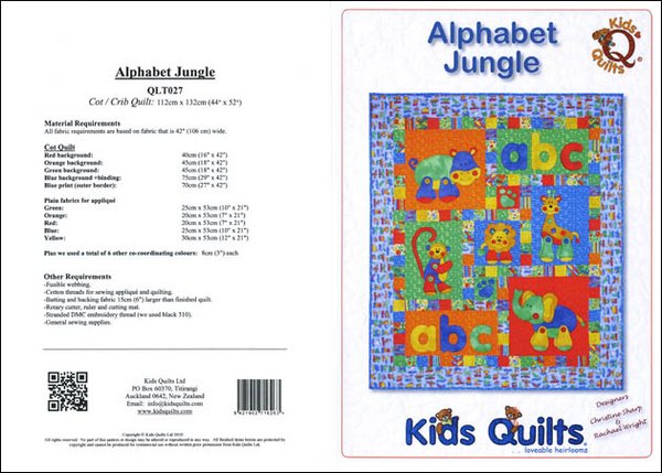 Kids Quilts Alphabet Jungle Quilt Pattern Covers