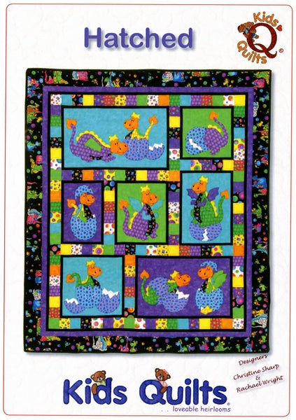 Kids Quilts Hatched Polka Dot Baby Dragon Applique Quilt Pattern Front Cover