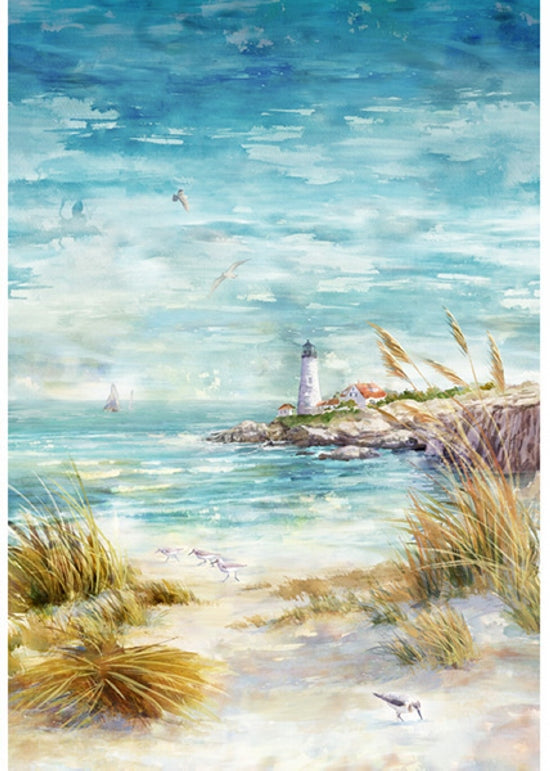 Hoffman Fabrics Seaside Shoreline Stories Cotton Fabric Panel S4798-484-Seaside
