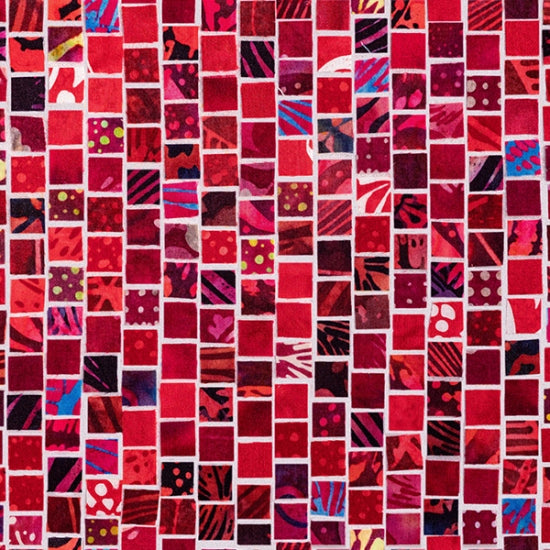Hoffman Fabrics Red Velvet Mosaic Cotton Fabric S4808-568-Red-Velvet