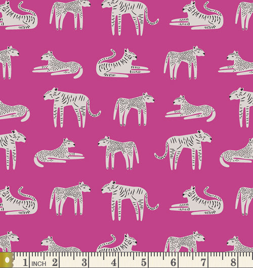 Art Gallery Fabrics Selva Fierce Felines Fucsia Cotton Fabric SLV-24512 Scale