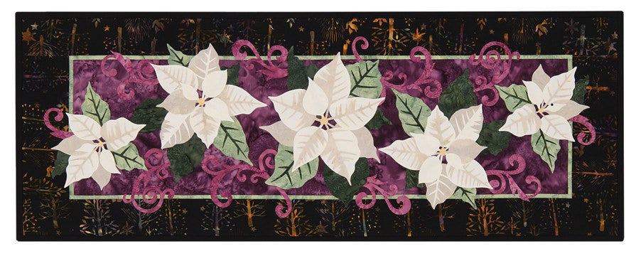 Wildfire Designs Alaska White Poinsettia Too Table Runner Applique Quilt Kit and Fabric Kit 
