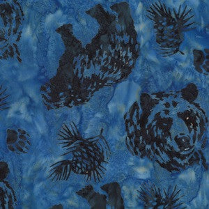 Hoffman Fabrics Midnight Blue Grizzly Bear Batik Fabric N2908-128-Midnight