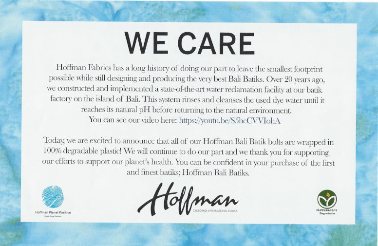 Hoffman Fabrics Plastic Notice