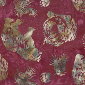 Hoffman Fabrics Ruby Red Grizzly Bear Batik Fabric N2908-143-Ruby
