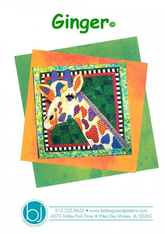BJ Designs & Patterns Ginger Giraffe Applique Quilt Pattern Front Cover