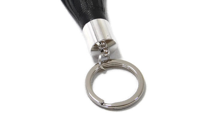 Black Lambskin Leather Tassel Keychain Detail