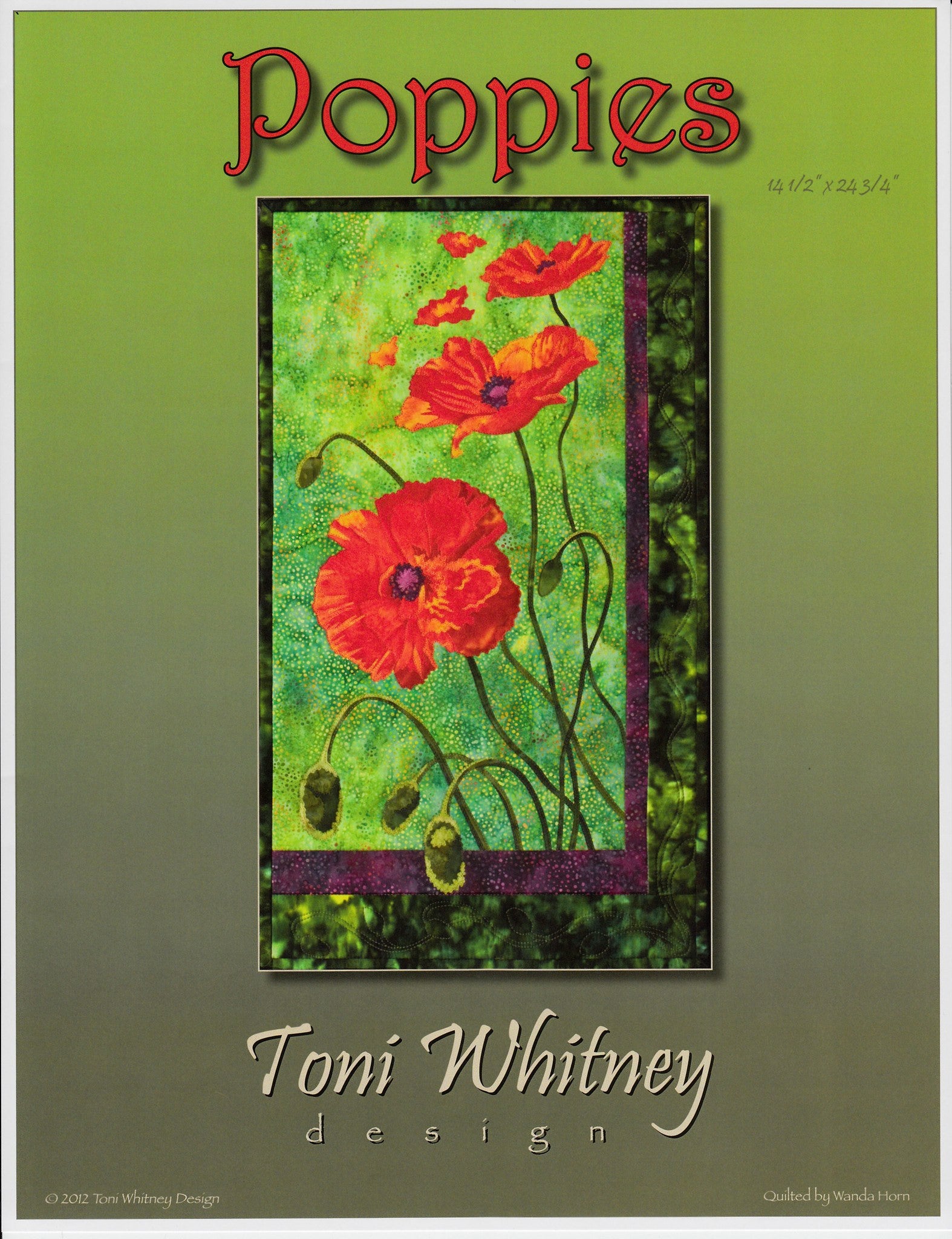 Toni Whitney Design Poppies Applique Quilt Pattern Front Cover