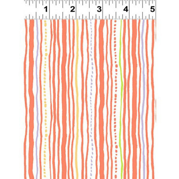 Clothworks Dark Orange Stripe Safari Sweet Organic Cotton Fabric Scale