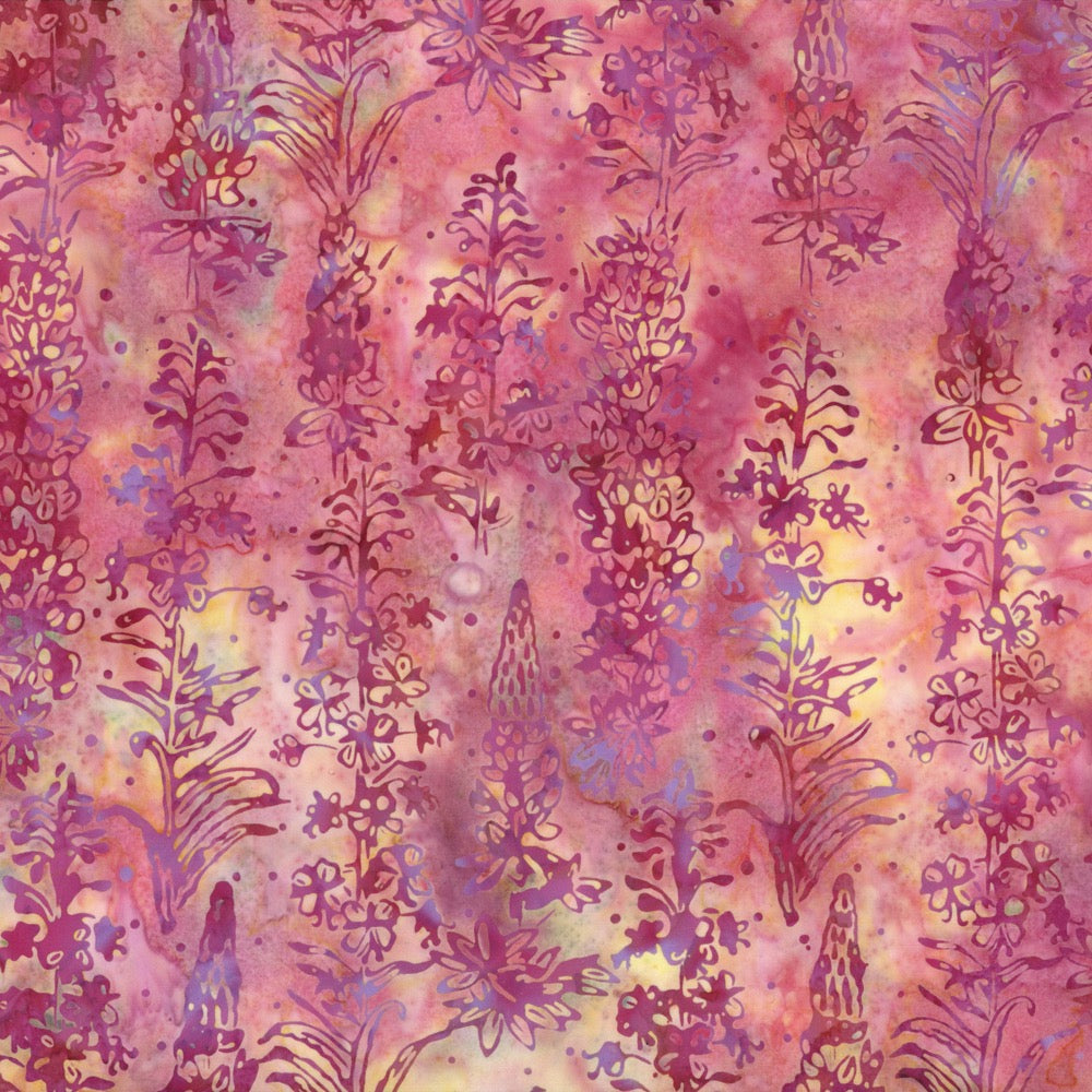 Hoffman Fabrics Camellia Lupine Flower Batik Fabric F2029-218-Camellia
