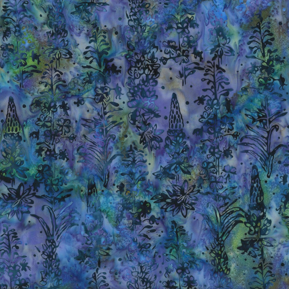 Hoffman Fabrics Ocean Blue Lupine Flower Batik Fabric F2029-73-Ocean