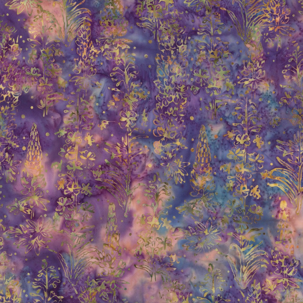 Hoffman Fabrics Boysenberry Lupine Flower Batik Fabric F2029-88-Boysenberry