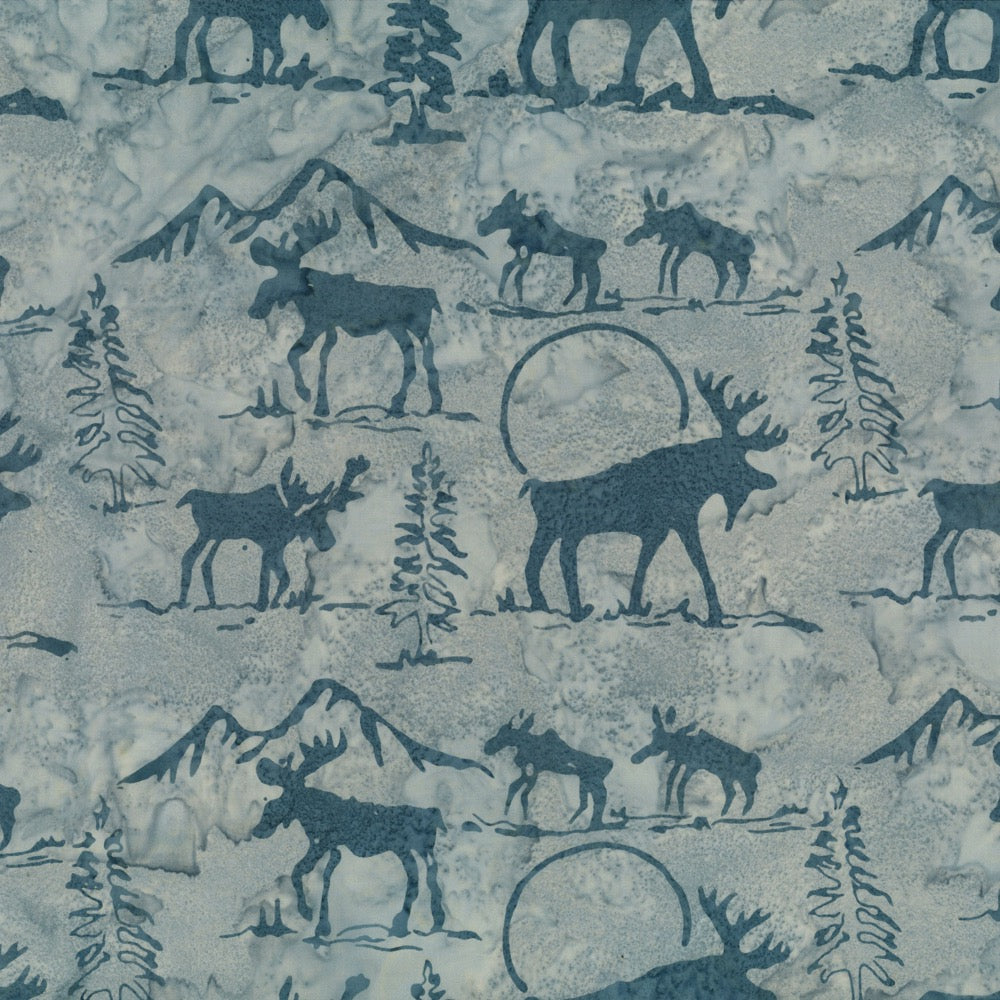 Hoffman Fabrics Slate Grey Blue Moose Batik Fabric F2031-92-Slate