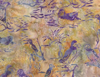 Hoffman Fabrics Opal Purple Puffin Bird Batik Fabric F2097-132-Opal