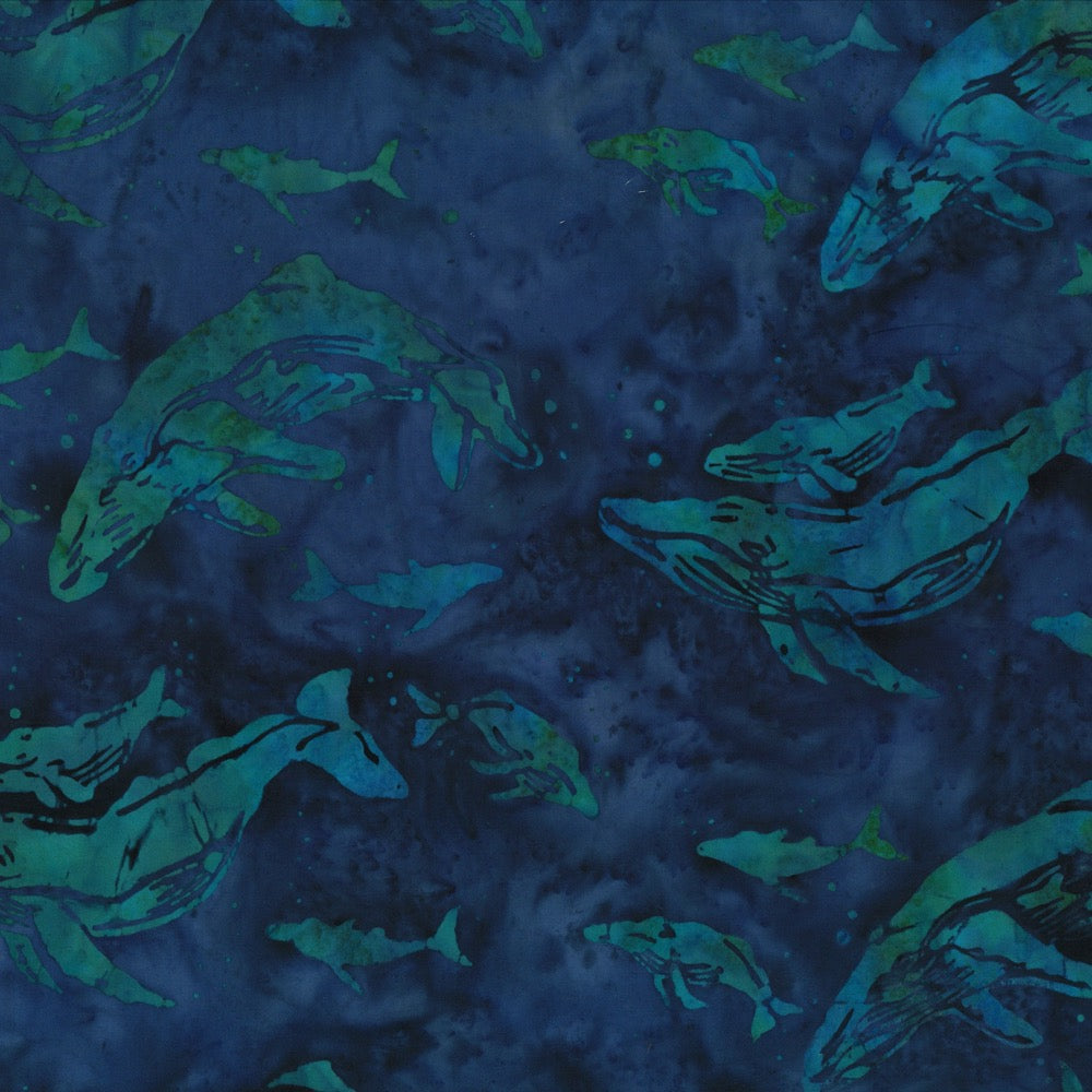 Hoffman Fabrics Lapis Blue Whale Batik Fabric H2282-123-Lapis