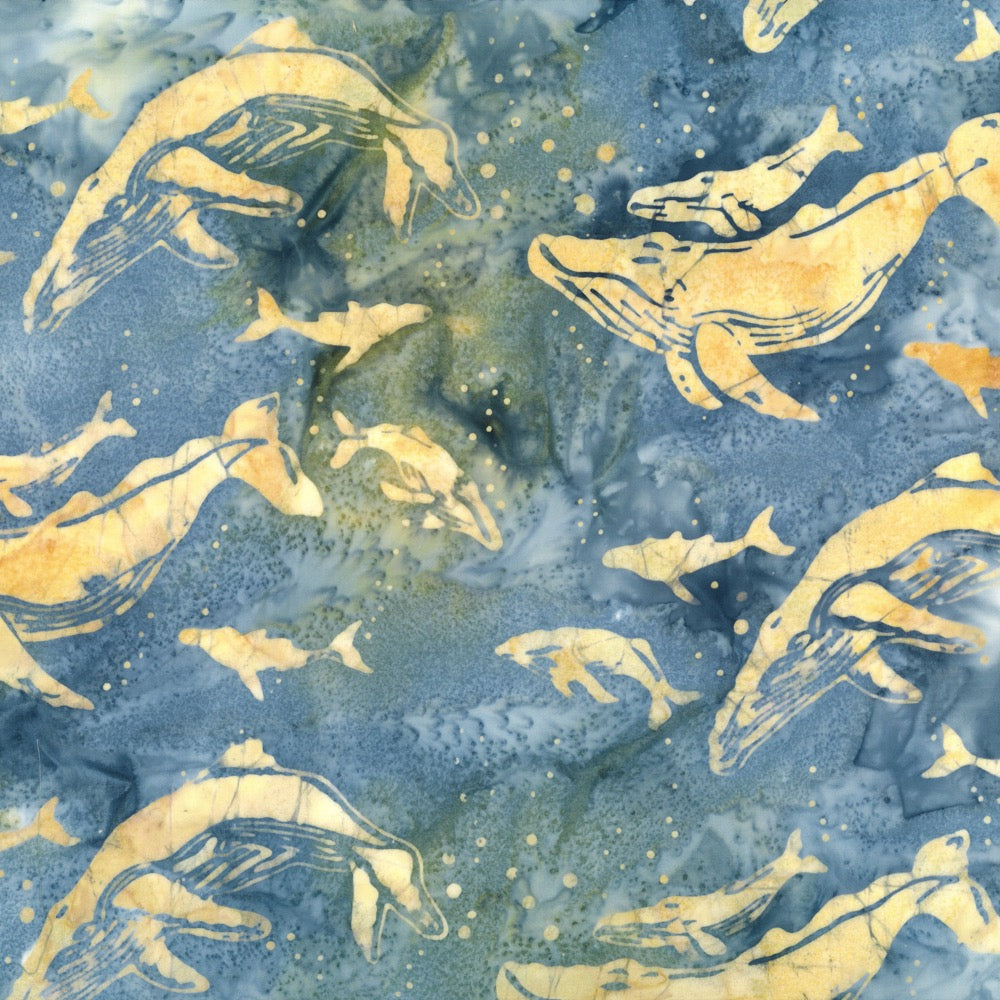Hoffman Fabrics Glacier Blue Whale Batik Fat Quarter H2282-183-Glacier