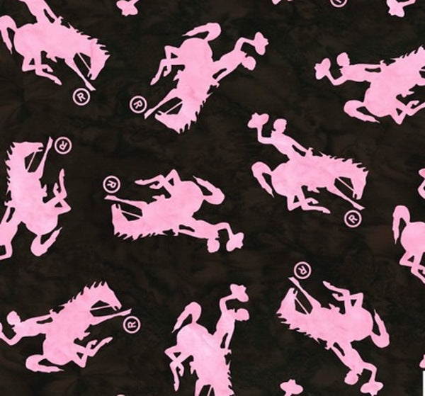 Hoffman Fabrics Tea Rose Wyoming Bucking Horse Batik Fabric P2073-153-Tea-Rose