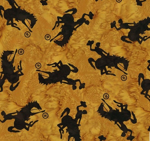 Hoffman Fabrics Dijon Wyoming Bucking Horse Batik Fabric P2073-432-Dijon