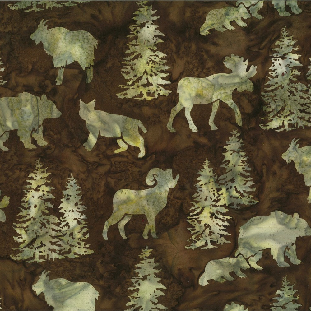 Hoffman Fabrics Brown Silhouette Animals Batik Fabric P2082-6-Brown
