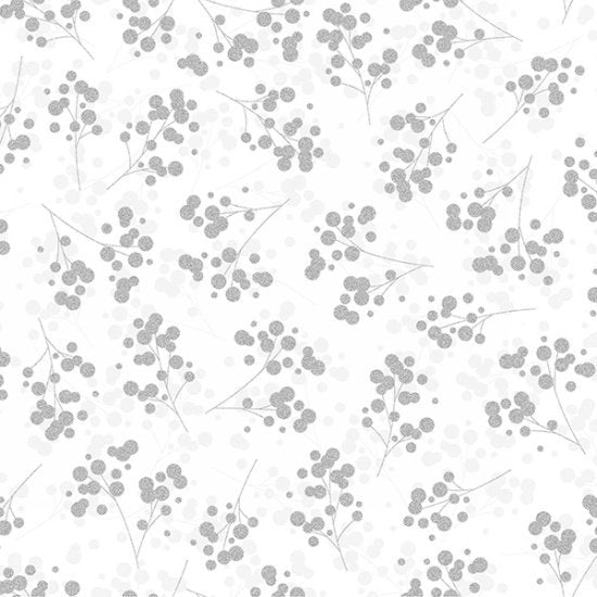 Hoffman Fabrics Sparkle and Fade Berries Cotton Fabric S4702-3S-White-Silver
