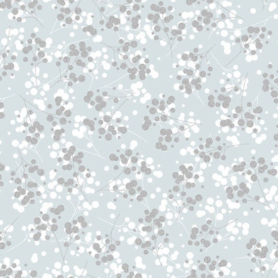 Hoffman Fabrics Sparkle and Fade Berries Cotton Fabric S4702-674S-Light-Gray-Silver