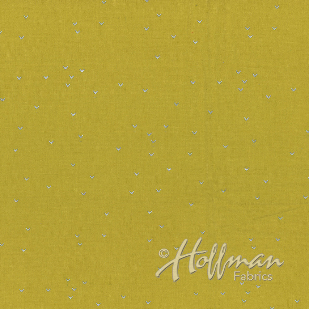 Hoffman Fabrics Me+You Mustard Metallic Yellow Silver Batik Fabric 148-95S-Mustard-Silver