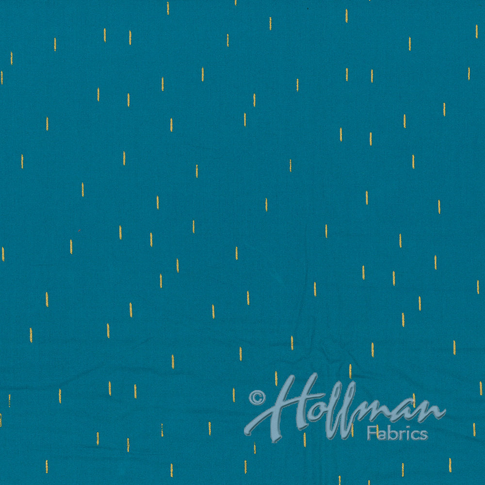 Hoffman Fabrics Me+You Turquoise Metallic Gold Batik Fabric 149-61G-Turquoise-Gold