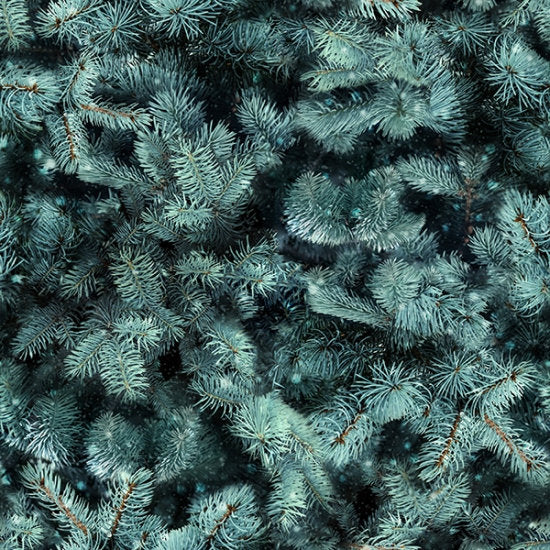 Hoffman Fabrics Fresh Freeze Spruce Branches S4714-90-Spruce