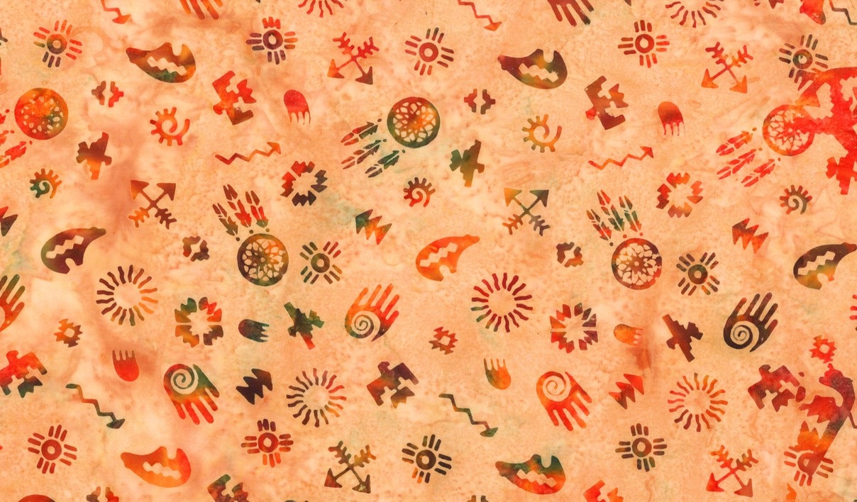 Hoffman Fabrics Orange Native Symbols Batik Fabric S2311-13-Orange