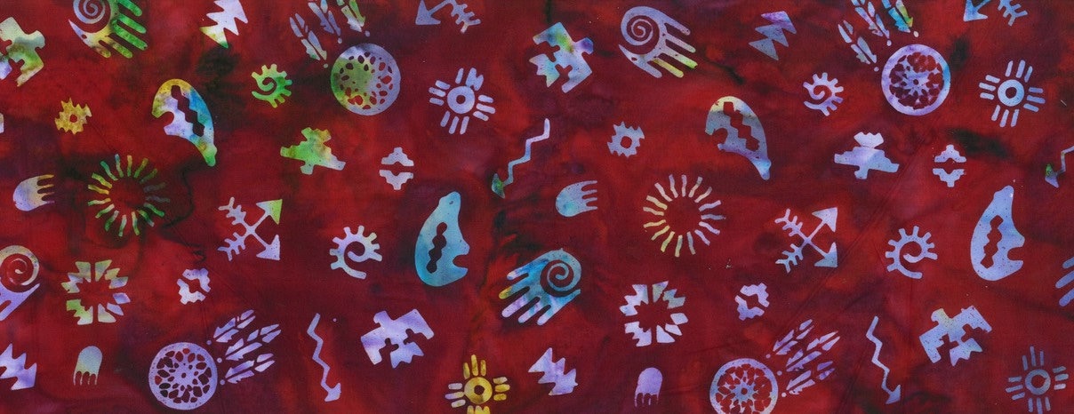 Hoffman Fabrics Red Velvet Native Symbols Batik Fabric S2311-568-Red-Velvet