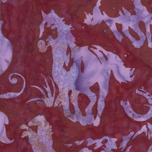 Hoffman Fabrics Pomegranate Red Purple Horse Batik Fabric N2907-381-Pomegranate
