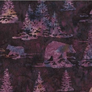 Hoffman Fabrics Marsala Purple Black Bear Batik Fat Quarter N2910-423-Marsala