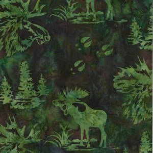 Hoffman Fabrics Earth Green Bull Moose Batik Fabric N2911-58-Earth