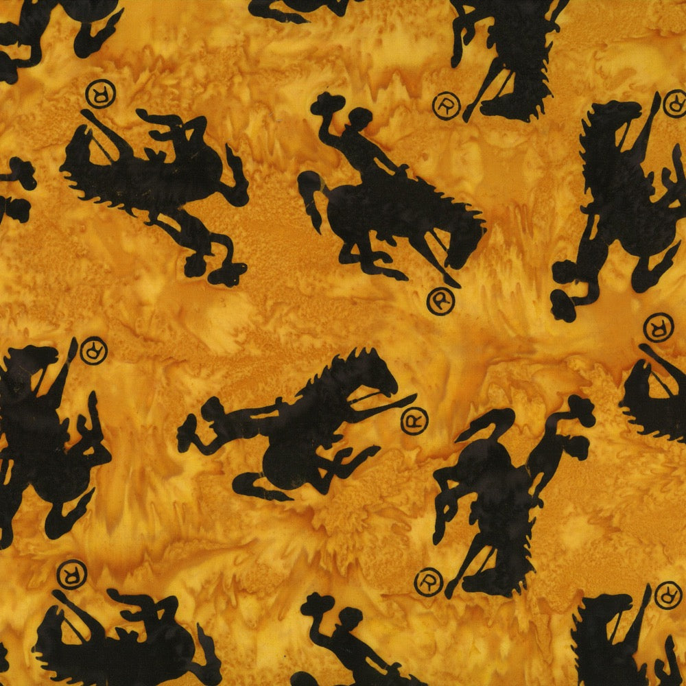 Hoffman Fabrics Dijon Wyoming Bucking Horse Batik Fat Quarter P2073-432-Dijon