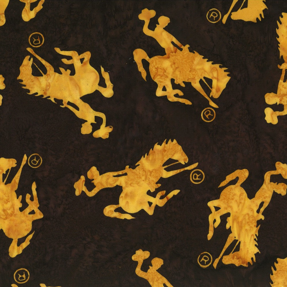 Hoffman Fabrics Cappuccino Wyoming Bucking Horse Batik Fat Quarter P2073-610-Cappuccino