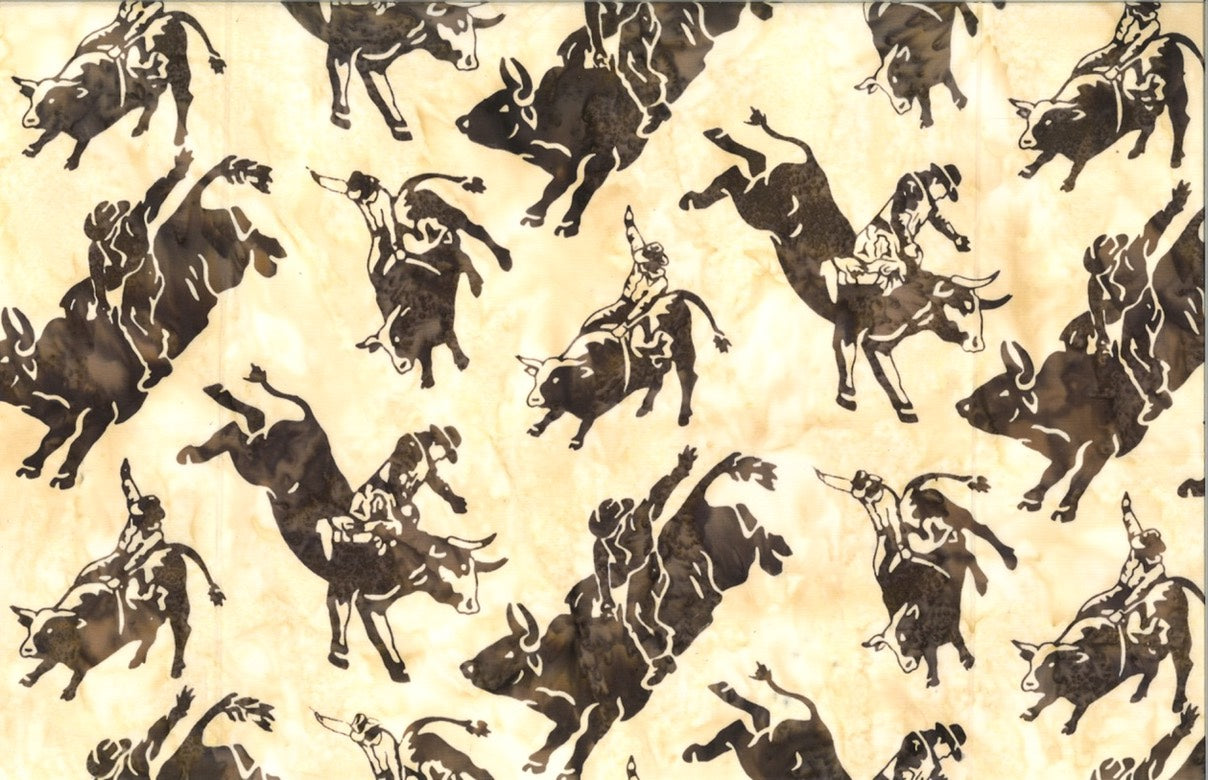Hoffman Fabrics Buttercream Bull Rider Batik Fabric R2239-412-Buttercream