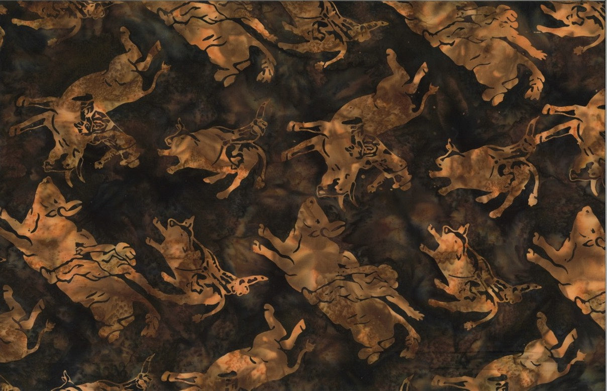 Hoffman Fabrics Woodstock Bull Rider Batik Fabric R2239-540-Woodstock