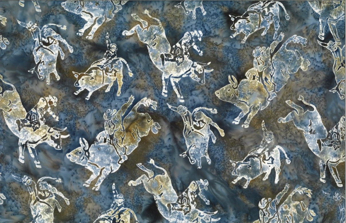 Hoffman Fabrics December Bull Rider Batik Fabric R2239-597-December