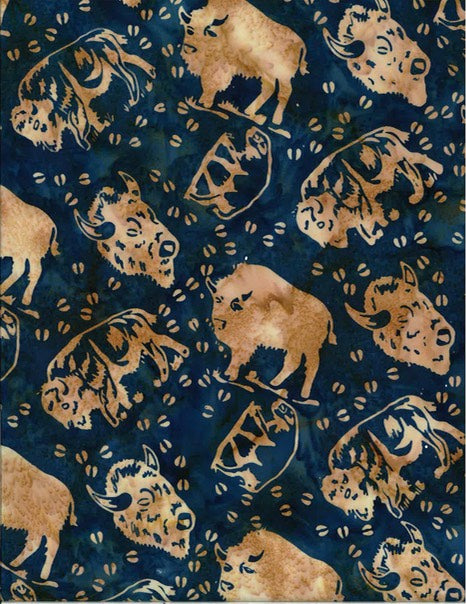 Hoffman Fabrics Dusty Blue Bison Buffalo Batik Fabric S2352-D7-Dusty-Blue