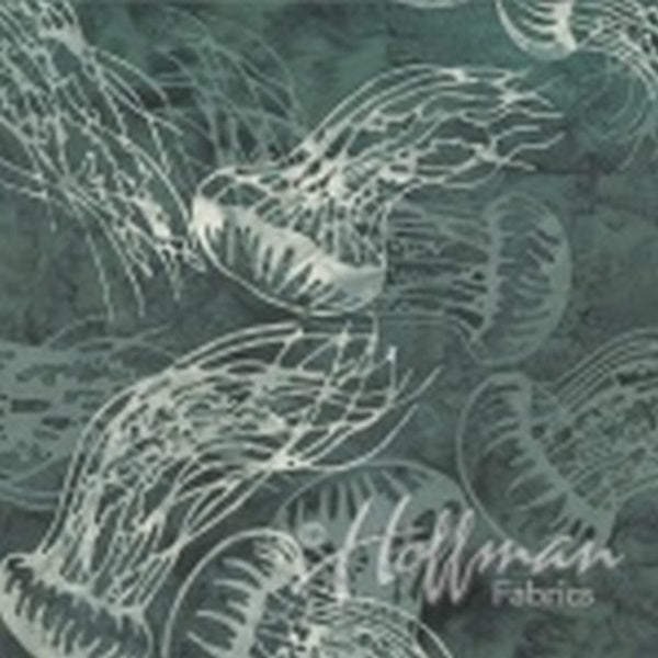 Hoffman Fabrics From the Depths Stone Green Jellyfish Batik Fabric Q2168-302-Stone
