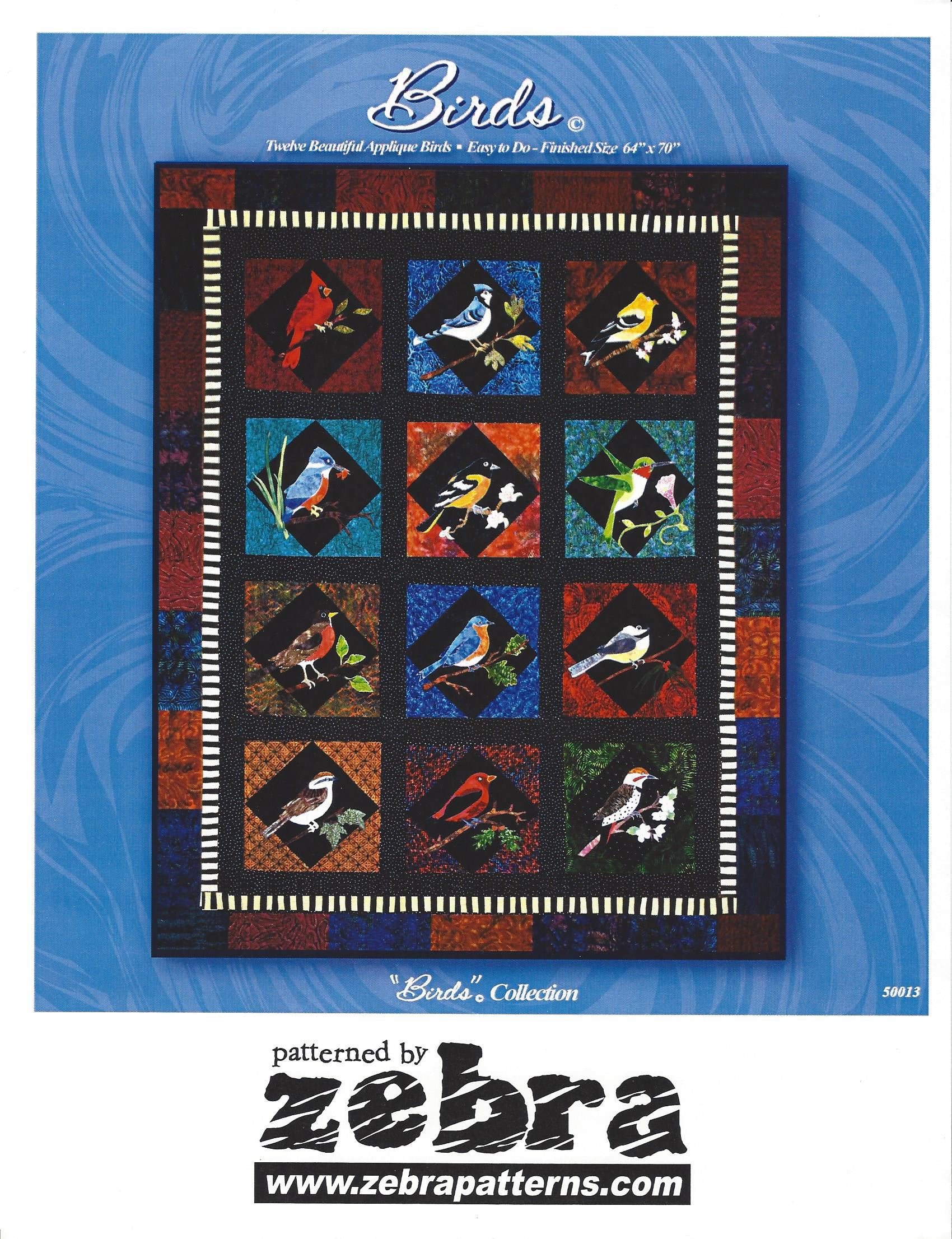 Zebra Patterns Birds Collection 1 Applique Quilt Pattern Set