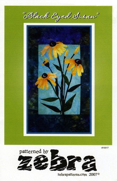 Zebra Patterns Yellow Black Eyed Susan Flower Applique Quilt Pattern Front Cover